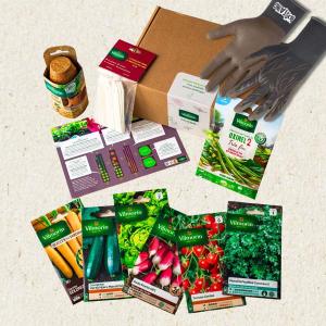 Coffret mon premier potager + Gant de jardinage marron - M (Taille 8)